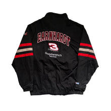 Load image into Gallery viewer, EARNHARDT PATCH ON THE BACK OF THE JACKET. NUMBER 3 WITH SIGNATURE AND GOODWRENCH SERVICE PATCH IN THE CENTER. NASCAR LOGO ON THE RIGHT BOTTOM SLEEVE.
