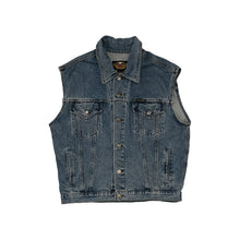 Load image into Gallery viewer, Harley Davidson Button Up Denim Vest-Dark Blue
