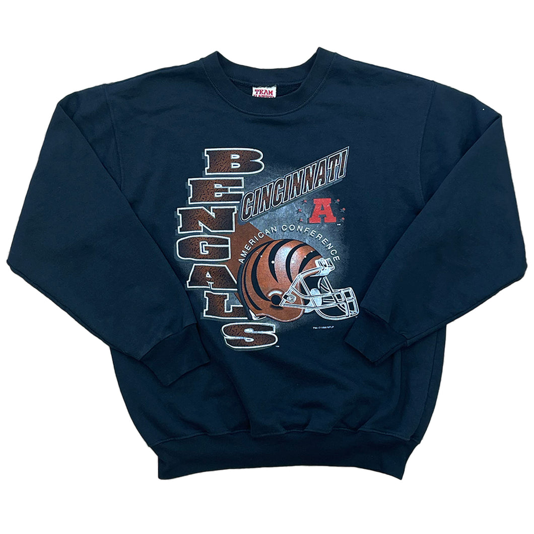 NFL CINCINNATI BENGALS PULLOVER SWEATSHIRT BLACK WITH BROWN WRITING. BENGALS FOOTBALL HELMET 1996