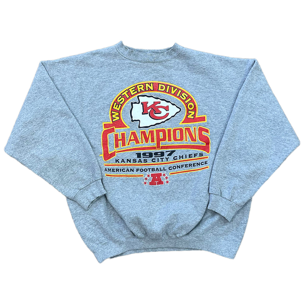 GRAY PULLOVER SWEATSHIRT OF KANSAS CITY CHIEFS LOGO WTIH 