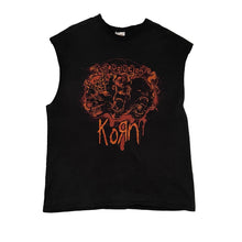 Load image into Gallery viewer, cut off tank of korn evolution tour from 2007. in orange it has a skull, demon face, monkey head, with the word evolution on top and korn below it.
