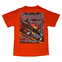 Load image into Gallery viewer, back graphic of superbowl of racing vii. big race car print on the back.
